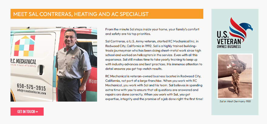 hvac contractor website homepage