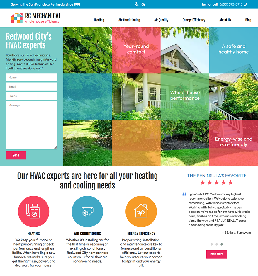 hvac contractor website homepage